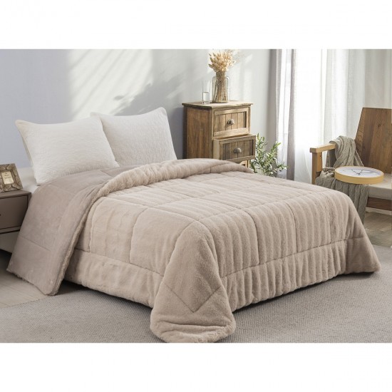 ΚΟΥΒΕΡΤΟΠΑΠΛΩΜΑ ΓΟΥΝΑ/FLANNEL ΜΟΝΟ 160X220 ADAM HOME (920) TAUPE