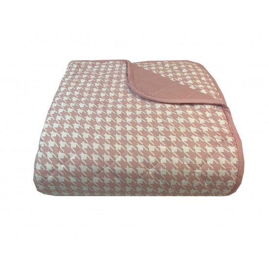 ΚΟΥΒΕΡΛΙ ΥΠΕΡΔΙΠΛΑ 220X240 PIED DE POULE DUSTY ROSE