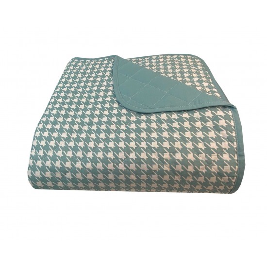 ΚΟΥΒΕΡΛΙ ΥΠΕΡΔΙΠΛΑ 220X240 PIED DE POULE PETROL