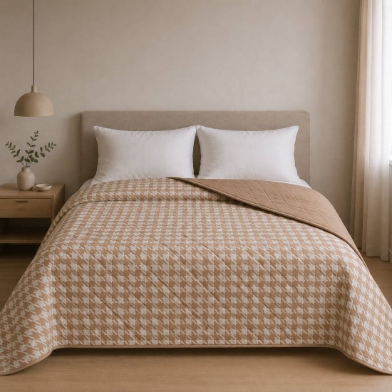 ΚΟΥΒΕΡΛΙ ΥΠΕΡΔΙΠΛΑ 220X240 PIED DE POULE BEIGE