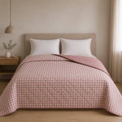 ΚΟΥΒΕΡΛΙ ΥΠΕΡΔΙΠΛΑ 220X240 PIED DE POULE DUSTY ROSE