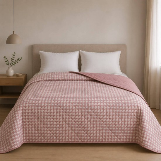 ΚΟΥΒΕΡΛΙ ΥΠΕΡΔΙΠΛΑ 220X240 PIED DE POULE DUSTY ROSE