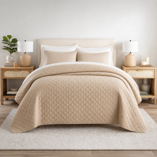 ΚΟΥΒΕΡΛΙ ΜΟΝΟ ΞΕΝΟΔΟΧΕΙΟΥ 100% CΟTTON BEIGE