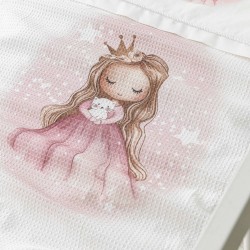 Κουβέρτα Πικέ Κούνιας 110x140 Little Queen Λευκό / Ροζ