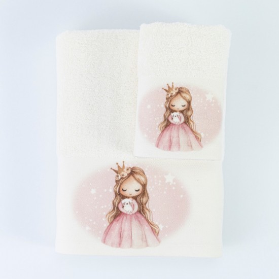 Σετ Πετσέτες 2τμχ Little Queen Εκρού