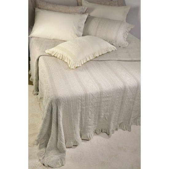 Κουβέρτα Υπέρδιπλη με Βολάν Down Town 230Χ260 - Σχ.454 Beige 