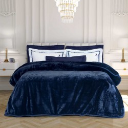 GREENWICH POLO CLUB ΚΟΥΒΕΡΤΑ VELOUR ΥΠΕΡΔΙΠΛH ESSENTIAL 3439 ΜΠΛΕ