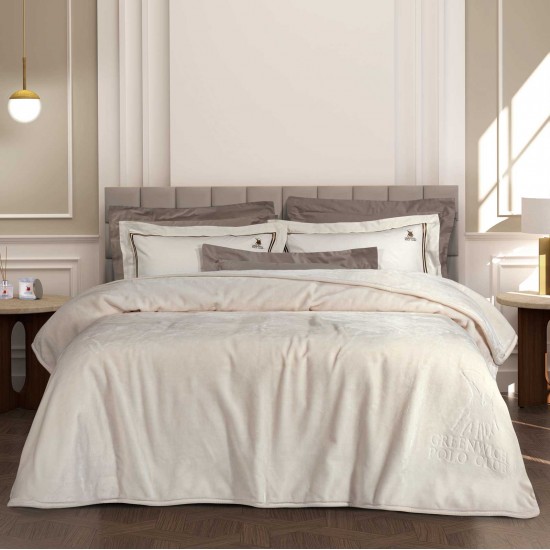 GREENWICH POLO CLUB ΚΟΥΒΕΡΤΑ VELOUR ΥΠΕΡΔΙΠΛH ESSENTIAL 3441 WHITE