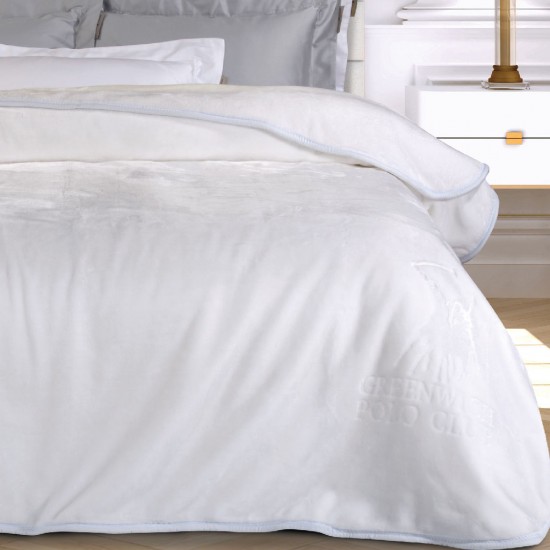 GREENWICH POLO CLUB ΚΟΥΒΕΡΤΑ VELOUR ΥΠΕΡΔΙΠΛΗ ESSENTIAL 3470 WHITE