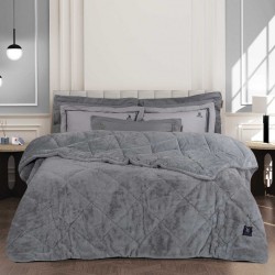GREENWICH POLO CLUB ΚΟΥΒΕΡΤΟΠΑΠΛΩΜΑ RABBIT FAUX FUR ΥΠΕΡΔΙΠΛΟ 3446 GREY