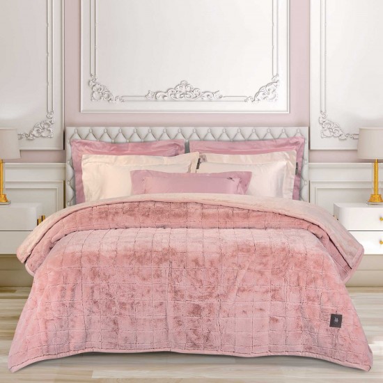 GREENWICH POLO CLUB ΚΟΥΒΕΡΤΑ FAUX FUR ΥΠΕΡΔΙΠΛΗ PREMIUM 3499 SALMON