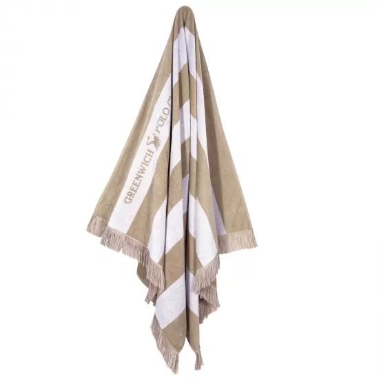 GREENWICH POLO CLUB ΠΕΤΣΕΤΑ ΘΑΛΑΣΣΗΣ 90Χ170 3729 TAUPE, WHITE