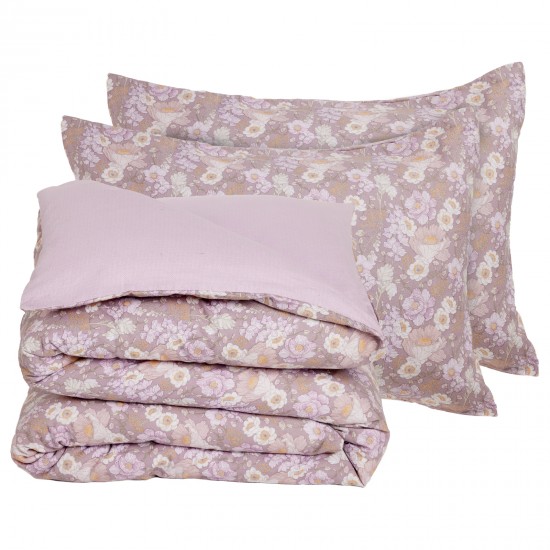 DAS HOME ΣΕΤ ΠΑΠΛΩΜΑΤΟΘΗΚΗ ΜΟΝΗ HAPPY FLANNEL 9682 GREY, LILAC