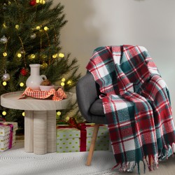 DAS HOME ΚΟΥΒΕΡΤΑ ΚΑΝΑΠΕ FAUX MOHAIR 1378 GRΕΕN, RED