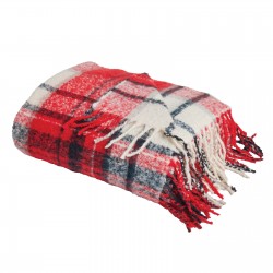 DAS HOME ΚΟΥΒΕΡΤΑ ΚΑΝΑΠΕ FAUX MOHAIR 1379 BLACK, RED