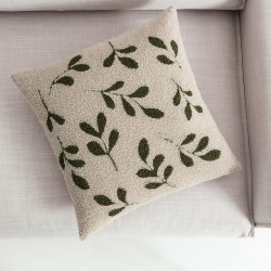 Μαξιλαροθήκη 43x43cm GOFIS HOME Herbal Μπεζ/Pine Green 705/ 06