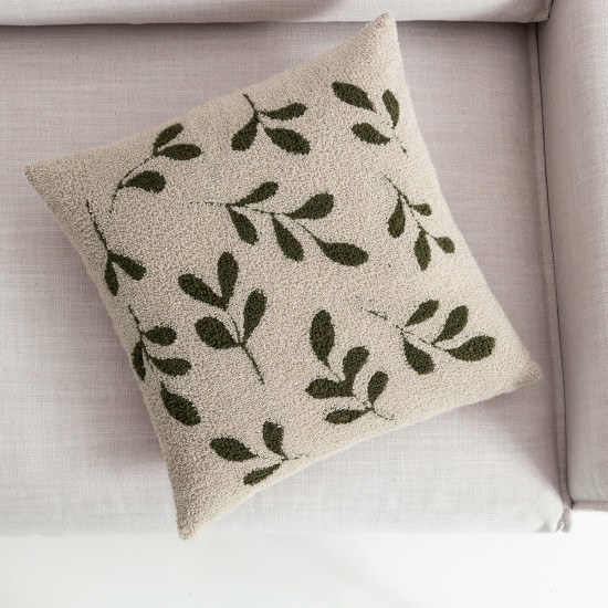 Μαξιλαροθήκη 43x43cm GOFIS HOME Herbal Μπεζ/Pine Green 705/ 06