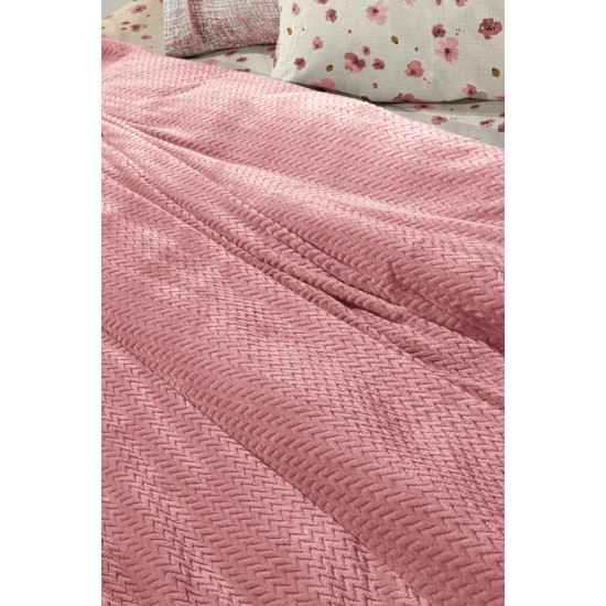 Κουβέρτα Μονή 160X220 - Rombus Coral 