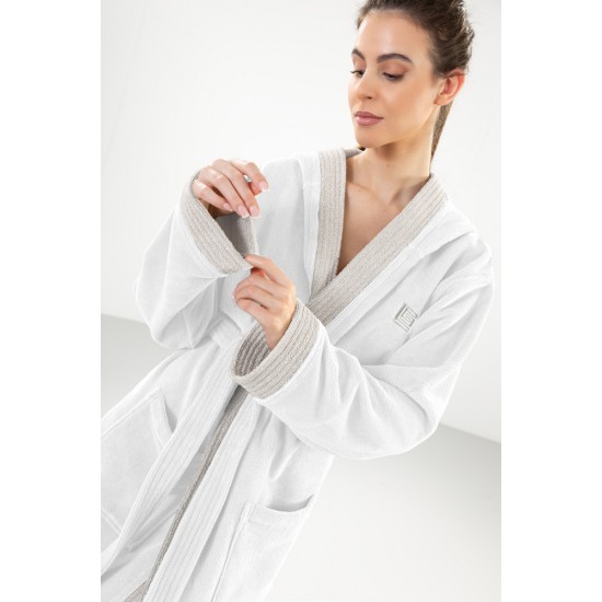 Μπουρνούζι με Κουκούλα -  Monogram White Medium