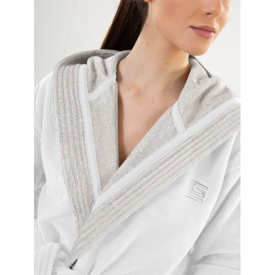 Μπουρνούζι με Κουκούλα -  Monogram White Medium