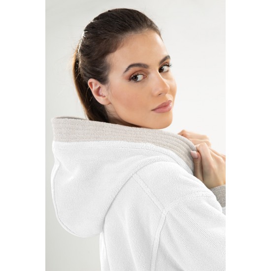 Μπουρνούζι με Κουκούλα -  Monogram White Medium