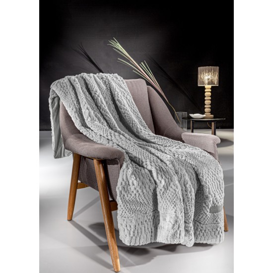 Σετ Ριχτάρι Διθέσιο Crusty Silver 170X250 + Μαξιλαροθήκη 45X45+3