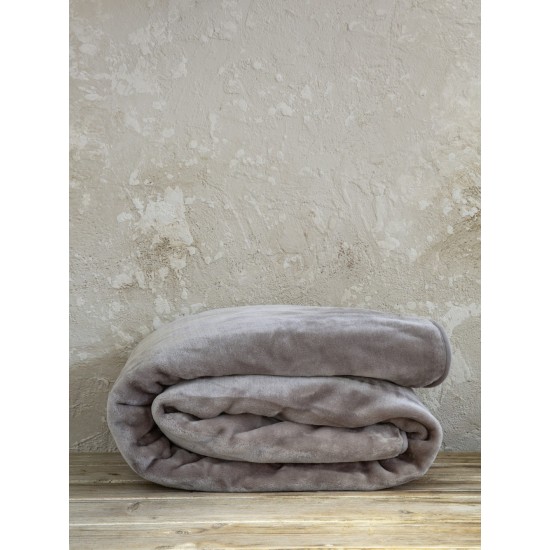 Κουβέρτα Βελουτέ Μονή 160x220 Coperta - Cigar Beige