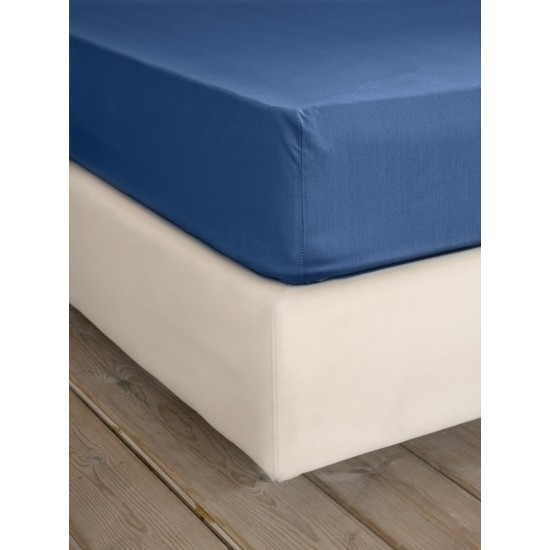 Σεντόνι Υπέρδιπλο με Λάστιχο Unicolors - Dark Denim