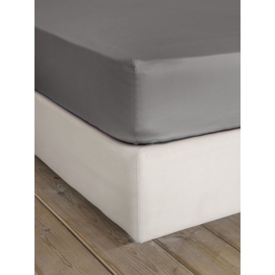 Σεντόνι Υπέρδιπλο με Λάστιχο Superior Satin - Shadow Gray