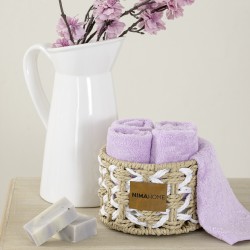 καλαθάκι  με 5 τεμάχια λαβέτες - Bamboo Calm Pink