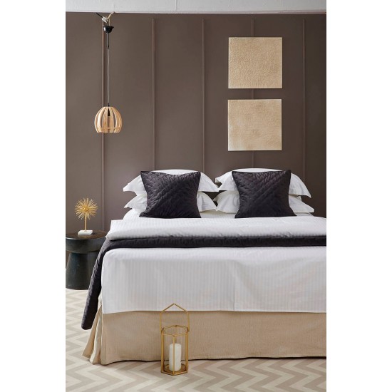Σεντόνια Μονά White Comfort 170X270 White Stripes