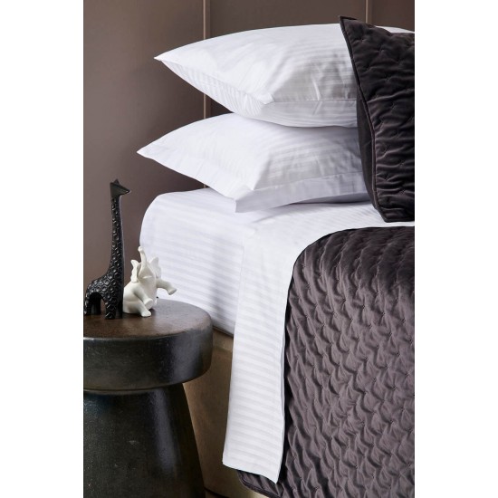 Σεντόνια Μονά White Comfort 170X270 White Stripes