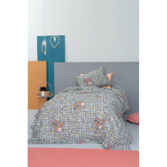 Σετ Παπλωματοθήκη Μονή Luminous 170X250 Cluster Grey