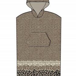 Poncho Θαλάσσης Με Κουκούλα Leopard Brown Small - Medium