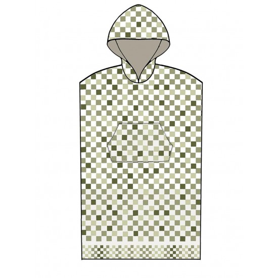 Poncho Θαλάσσης Με Κουκούλα Checks Green Small - Medium