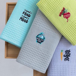 Σετ 4 Πετσέτες Κουζίνας Kitchen Towels 50x70 NORA100 EMBROIDERY 1