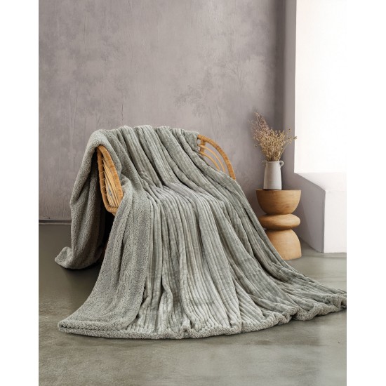 JOLLEIN - ΚΟΥΒΕΡΤΑ JACQUARD FLANNEL ΜΕ SHERPA ΑΝΘΡΑΚΙ