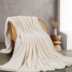 JOLLEIN - ΚΟΥΒΕΡΤΑ JACQUARD FLANNEL ΜΕ SHERPA ΕΚΡΟΥ