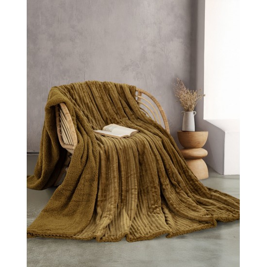 JOLLEIN - ΚΟΥΒΕΡΤΑ JACQUARD FLANNEL ΜΕ SHERPA ΑΝΘΡΑΚΙ