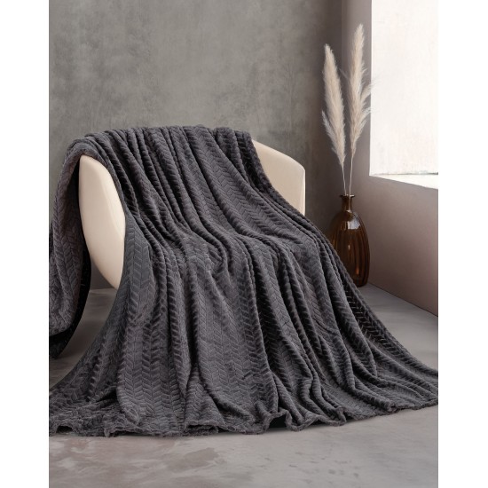 HARMONIE - ΚΟΥΒΕΡΤΑ JACQUARD FLANNEL ΦΟΥΞΙΑ