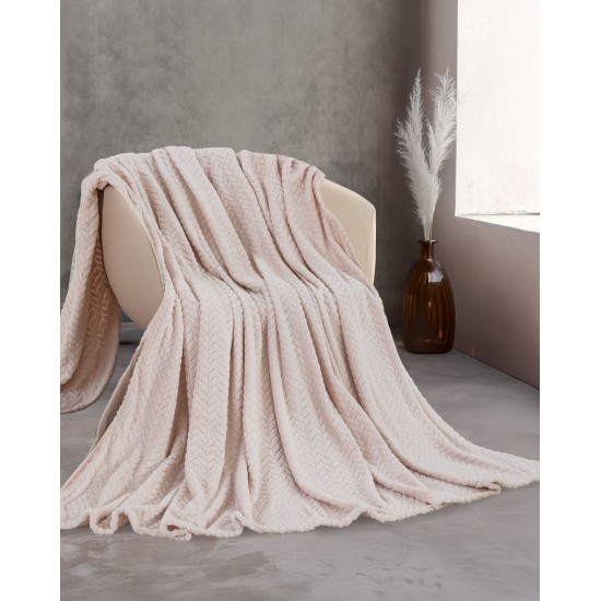 HARMONIE - ΚΟΥΒΕΡΤΑ JACQUARD FLANNEL ΦΟΥΞΙΑ