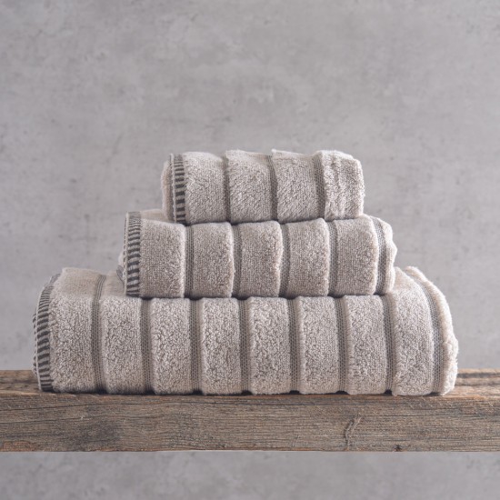 PYRAMID - ΠΕΤΣΕΤΑ 100% ΒΑΜΒΑΚΙ ZERO TWIST 530GR ΜΠΕΖ ΣΕΤ 3 ΤΕΜΑΧΙΩΝ (30X50, 50X90, 70X140) ΣΕ ΚΟΥΤΙ