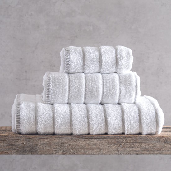 PYRAMID - ΠΕΤΣΕΤΑ 100% ΒΑΜΒΑΚΙ ZERO TWIST 530GR ΜΠΕΖ ΣΕΤ 3 ΤΕΜΑΧΙΩΝ (30X50, 50X90, 70X140) ΣΕ ΚΟΥΤΙ