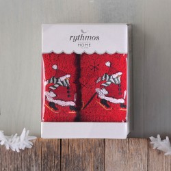 CHRISTMAS TERRY GIFT SET (4 ΧΙΟΝΑΝΘΡΩΠΟΣ) ΚΟΚΚΙΝΟ-ΚΟΚΚΙΝΟ ΧΕΡΙΩΝ 2Χ(30Χ50)