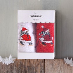 CHRISTMAS TERRY GIFT SET (4 ΧΙΟΝΑΝΘΡΩΠΟΣ) ΚΟΚΚΙΝΟ-ΛΕΥΚΟ ΧΕΡΙΩΝ 2Χ(30Χ50)