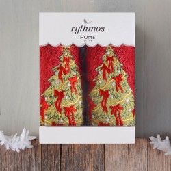 CHRISTMAS TERRY GIFT SET (2 ΕΛΑΤΟ) ΚΟΚΚΙΝΟ-ΚΟΚΚΙΝΟ ΧΕΡΙΩΝ 2Χ(30Χ50)