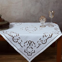 Silk Fashion Χειροποίητο Κοφτό Τραπεζοκαρέ 02 (140Cm X 140Cm) Λευκό