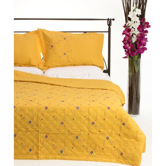Silk Fashion Κουβερλι Σετ (160Cm X 220Cm + 1 X 50Cm X 70Cm) 024 Κίτρινο