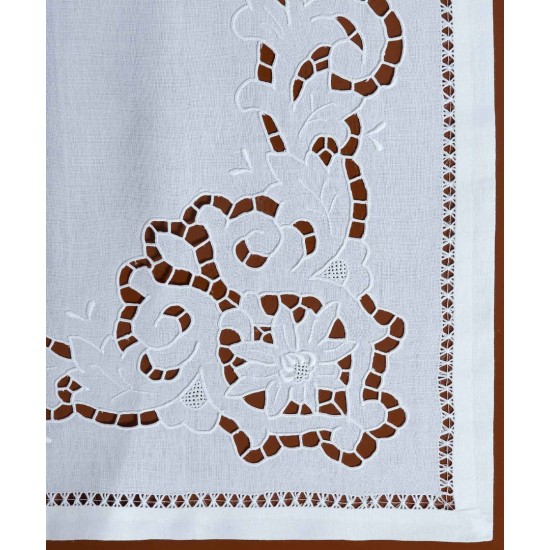 Silk Fashion Χειροποίητο Κοφτό Τραπεζοκαρέ 02 (140Cm X 140Cm) Λευκό