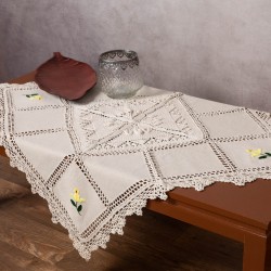 Καρέ με πλεκτό και απλικέ (90cm X 90cm) 030 κίτρινο λουλούδι
